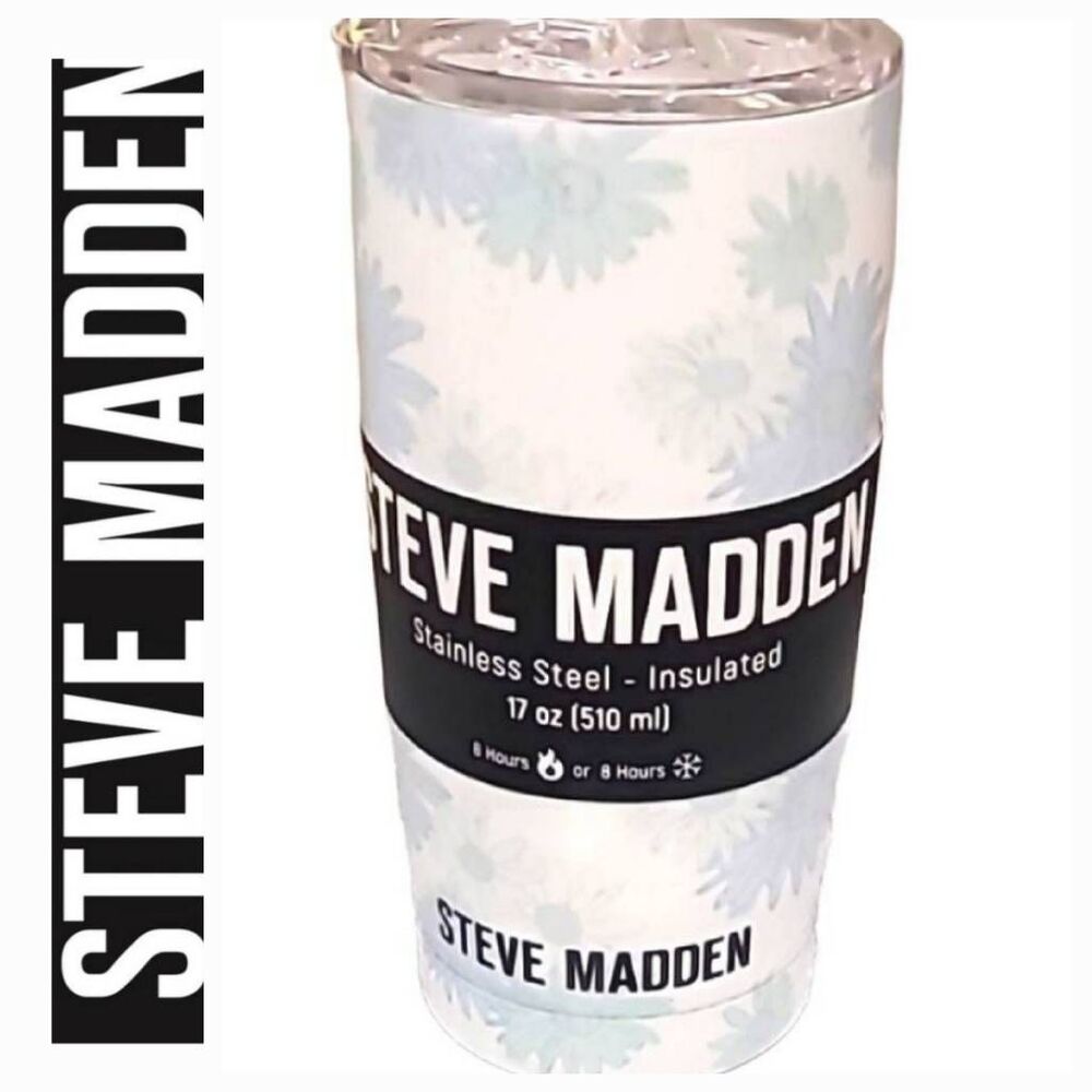 Steve Madden Stainless Steel Insulated 17oz Tumbler- Blue Sunflowers